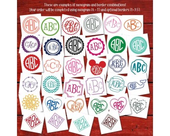 Monogram Sticker with Frame Border - Custom Monogram - Personalized Initial Letter Car Decal   Monogram Sticker with Frame Border - Custom Monogram - Personalized Initial Letter Car Decal
